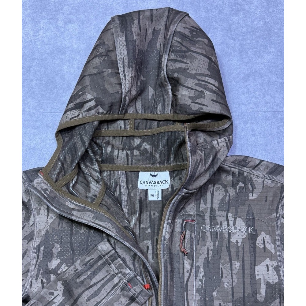 Canvasback Waterfowl Co Jacket Mens M Woodland Camo 1/2 Zip Pullover Performance
